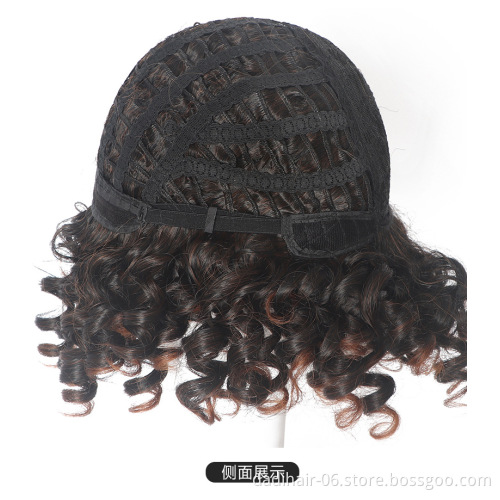 Pixie Cut Jerry Curly Short Afro Machine Made Synthetic Hair Wig Afro Kinky Curl Wigs For Black Women Invisible Curly Bob Wig